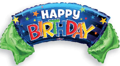 Conver U7SA 36" Happy Birthday Blue and Green Foil Balloon