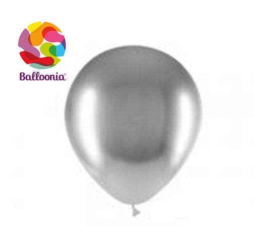 Balloonia 12" Brilliant Silver Latex Balloons - 50ct