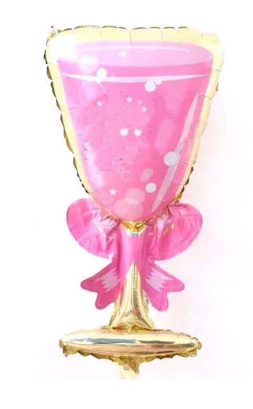 Winner Party 32" Pink & Gold Wine Glass Balloon
