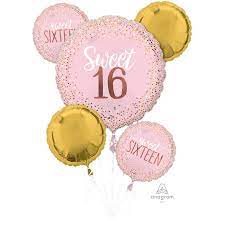 Anagram Sweet Sixteen 5pc Balloon Bouquet