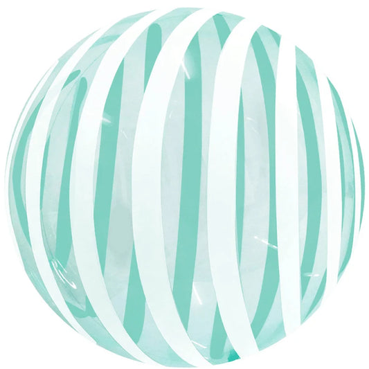 Winner Party 18" Crystal Green Stripe Bubble Balloon