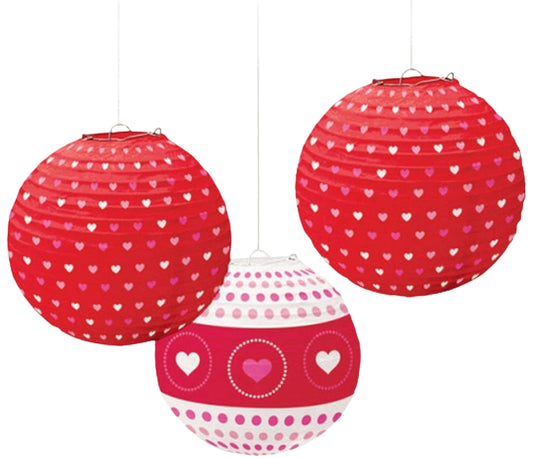 Amscan Valentine's Day Hearts Paper Lanterns (3Pcs)