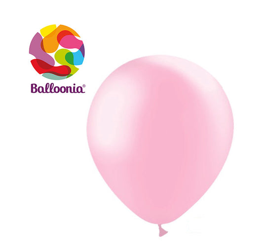 Balloonia 12" Latex Metallic Baby Pink 50ct