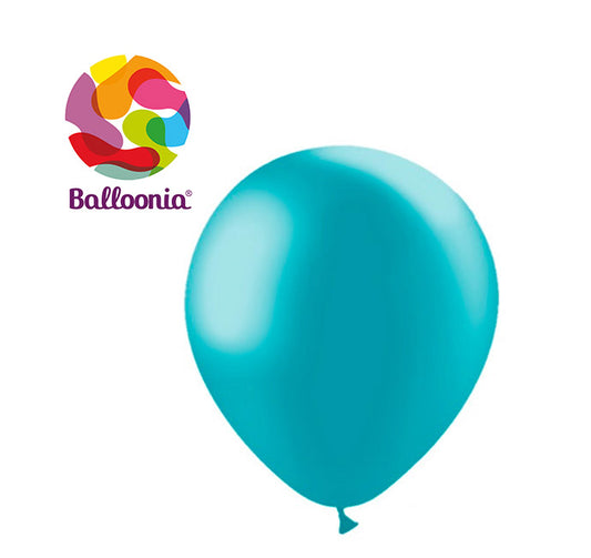 Balloonia 10" Metallic Turquoise Latex Balloons - 100ct