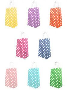 Medium Polka Dot Kraft Paper Bags 12ct