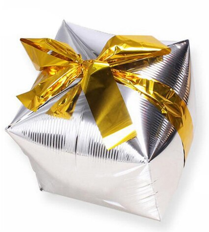 Winner Party 24" Sliver Present With Gold Bow Balloon