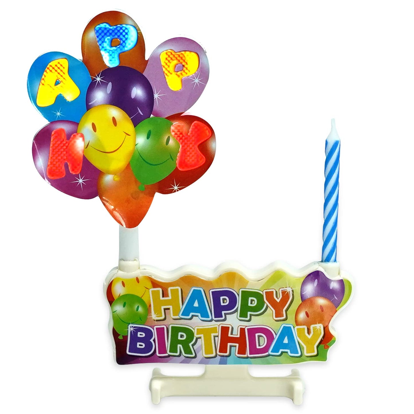 Happy Birthday Cake Topper w/ Candle