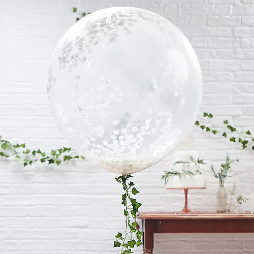 Amscan 24" White Confetti Latex Balloon